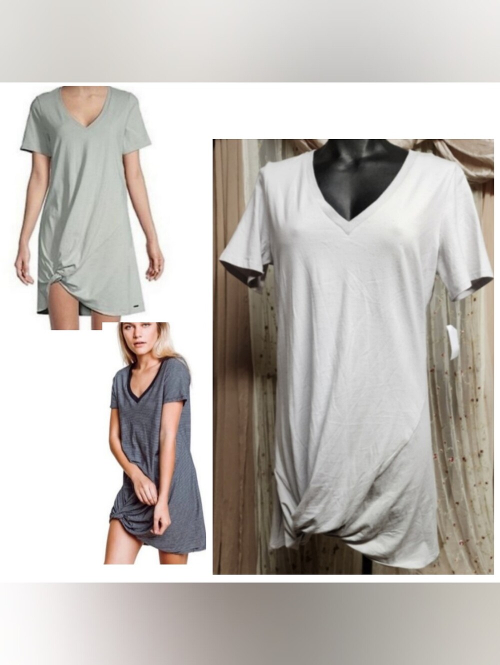 n:PHILANTHROPY Light Grey V-Neck Twist Knot Front Tee. Sz Sm.  NWTS